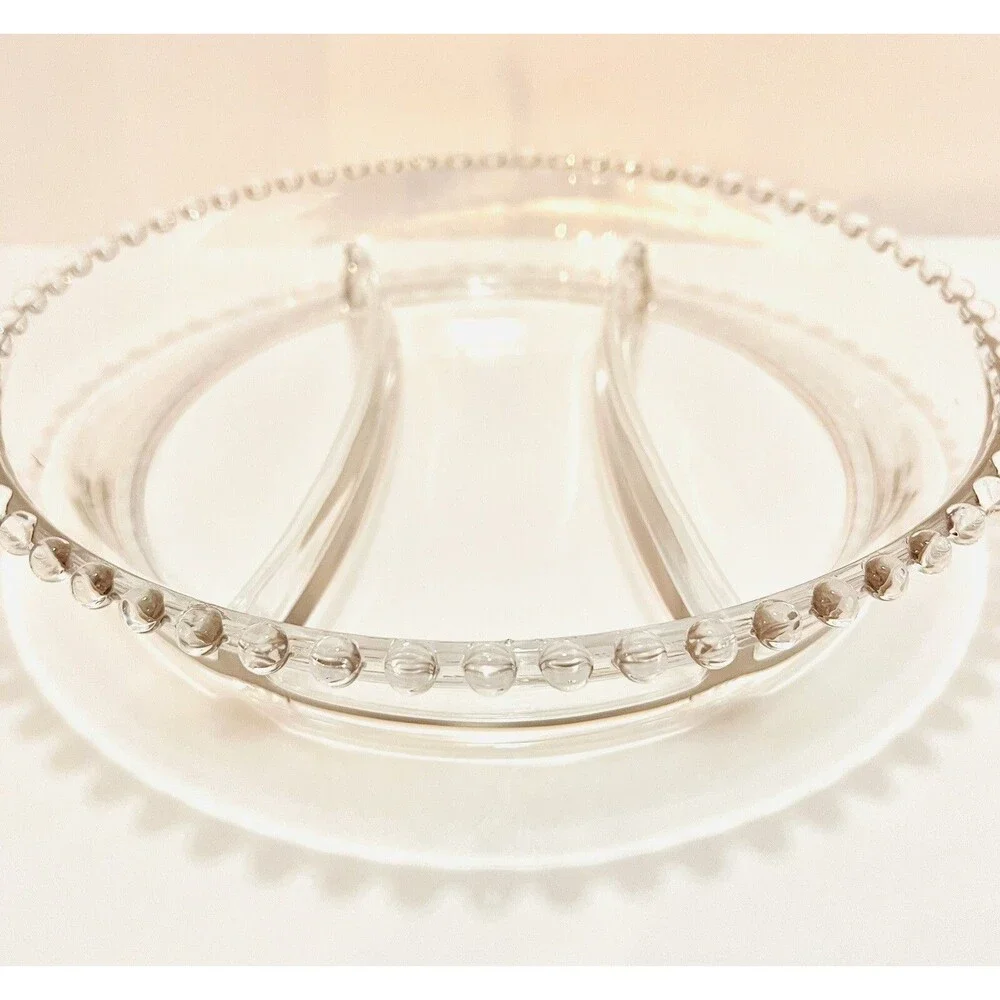 Imperial Glass Candlewick Divided Relish Tray 10” 3 Section Serving Dish VTG